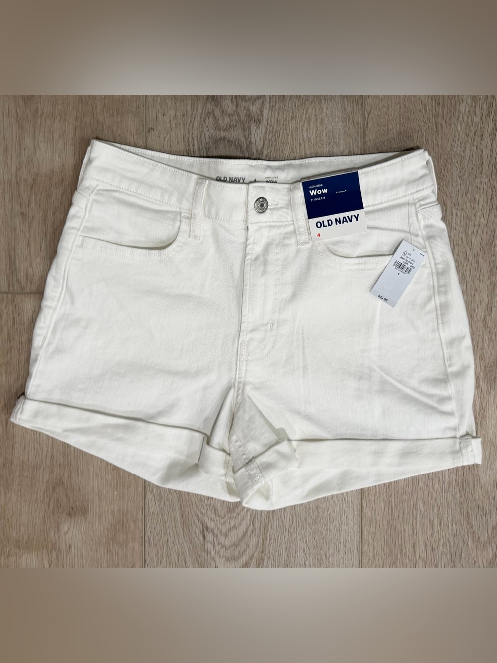Old Navy White Women’s Denim Roll-Cuff Shorts
